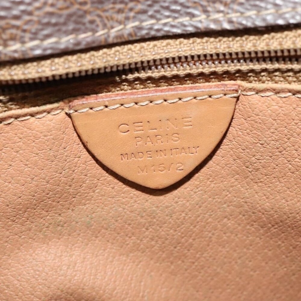 Authentic CELINE Macadam Canvas Shoulder Bag PVC Leather Brown Gold - Picture 4 of 16